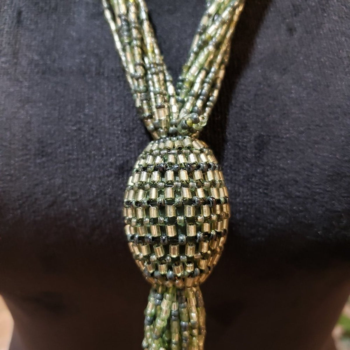 Womens Fashion Green Tassel Beads Multi Strand Collar Necklace w/ Lobster  Clasp