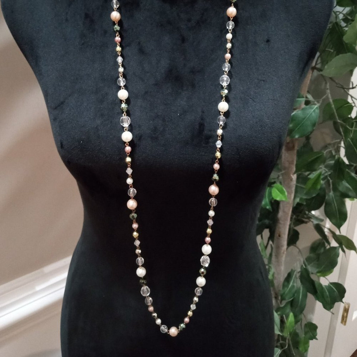 Womens Fashion Chunky Double Strand Multicolor Beaded Necklace w/ Lobster Clasp
