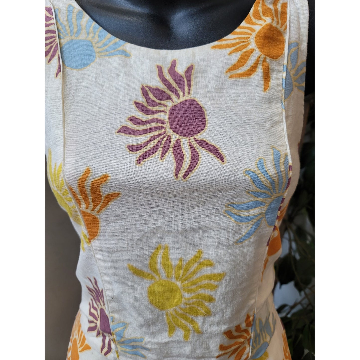 Zara Jumpsuit Girls Size 13/14 Multicolor Sun Print Linen Blend Cropped