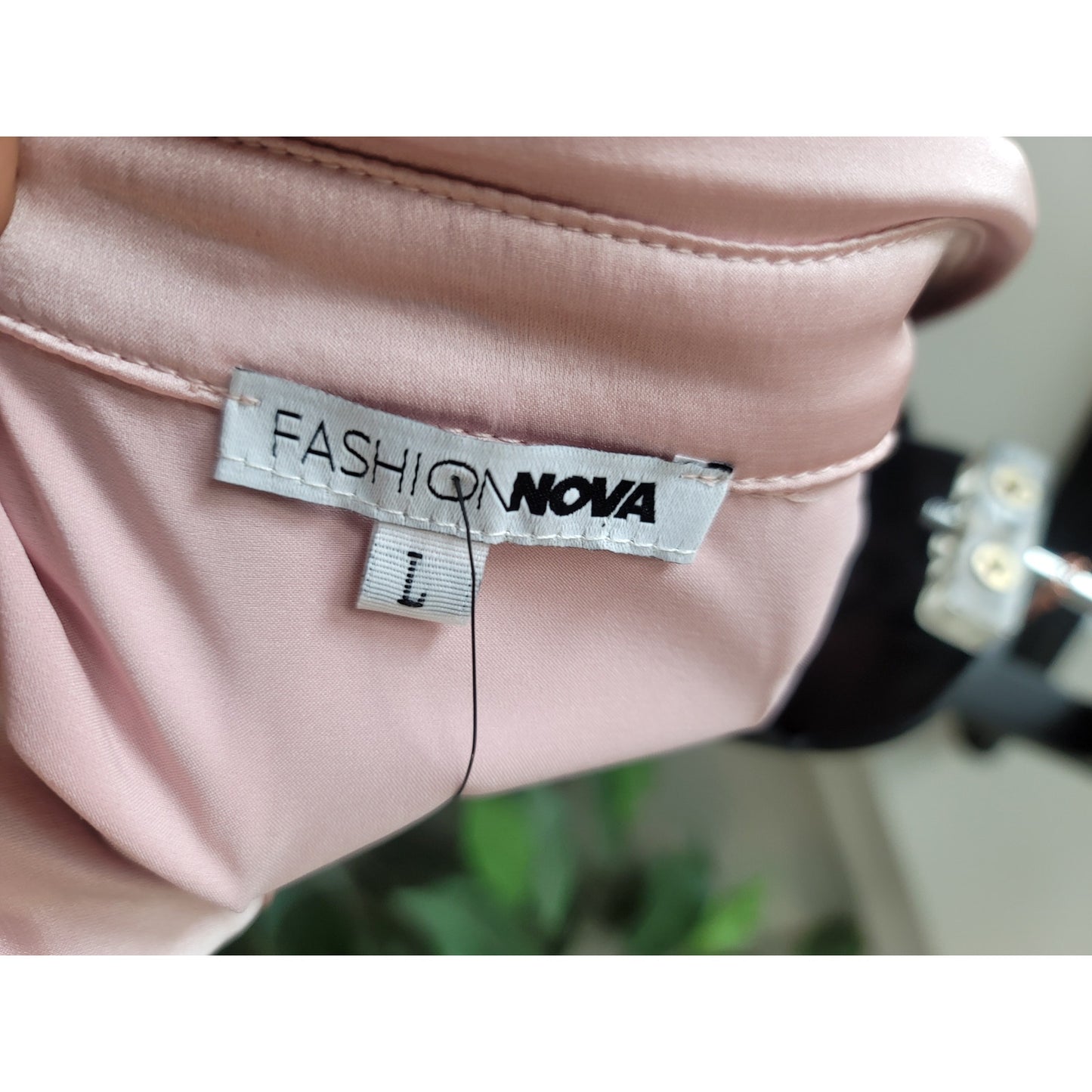 Fashion Nova First Priority Women Large Pink Satin Long Sleeve Dress
