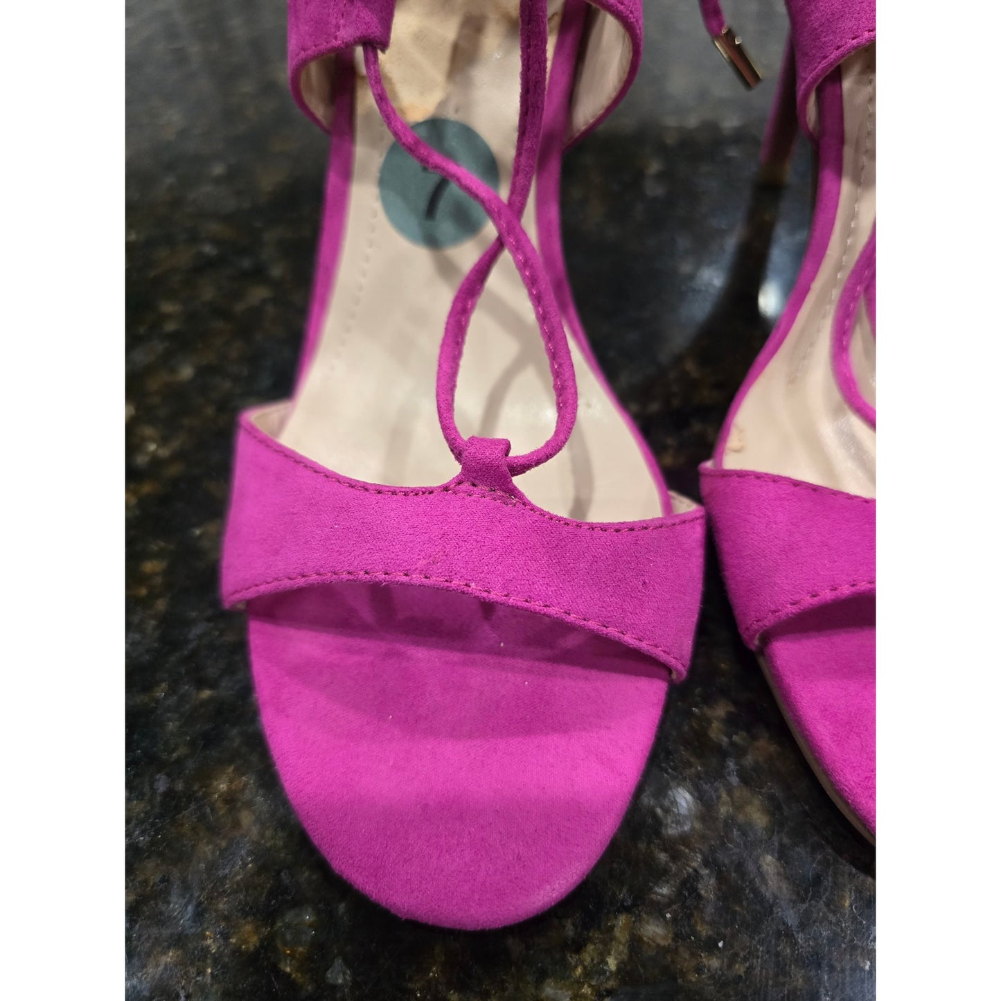 Marc Fisher Heels Women's Size 7 Pink Suede Lace Up Strappy Stiletto High Heel