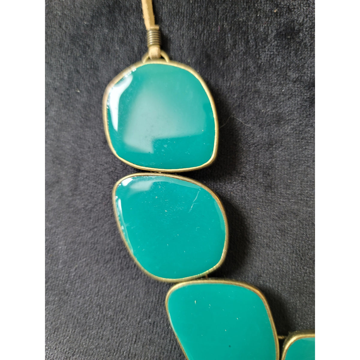 Lia Sophia Women Statement Necklace Green Resin Stones Adjustable Lobster Clasp