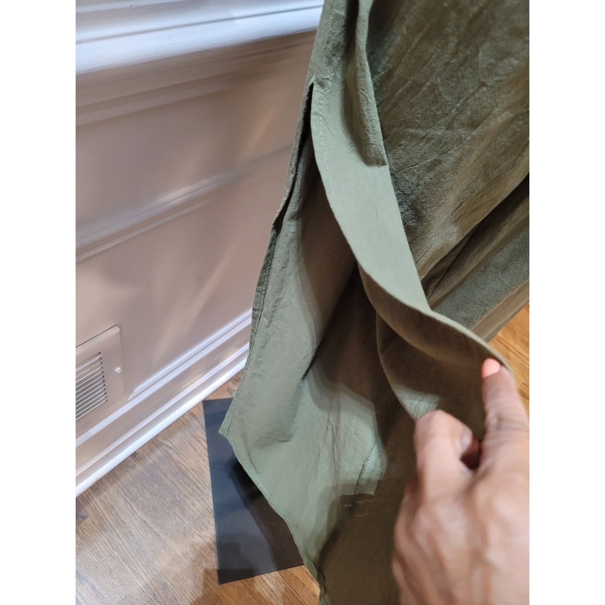 Shein Co-Ord Set Women's SZ 6 Olive Green Pleated Twist knot Front Cap Sleeve