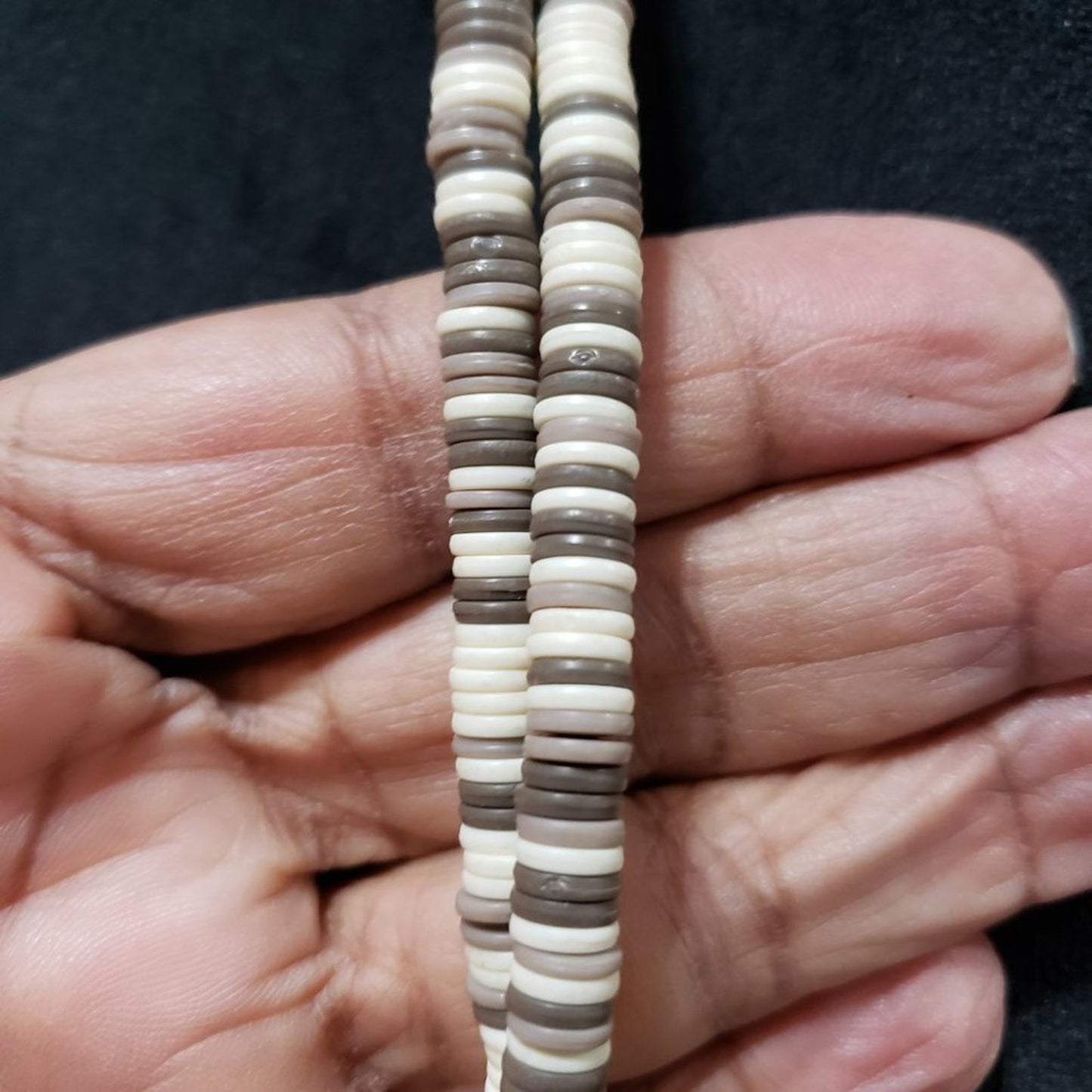 Womens Fashion Chunky Double Strand Elegant Brown White Beaded Long Necklace