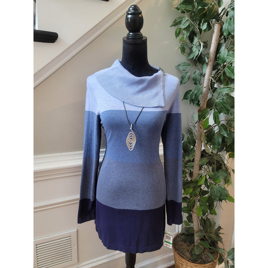 INC International Concepts Sweater Women's Size Petite Large Blue Tunic