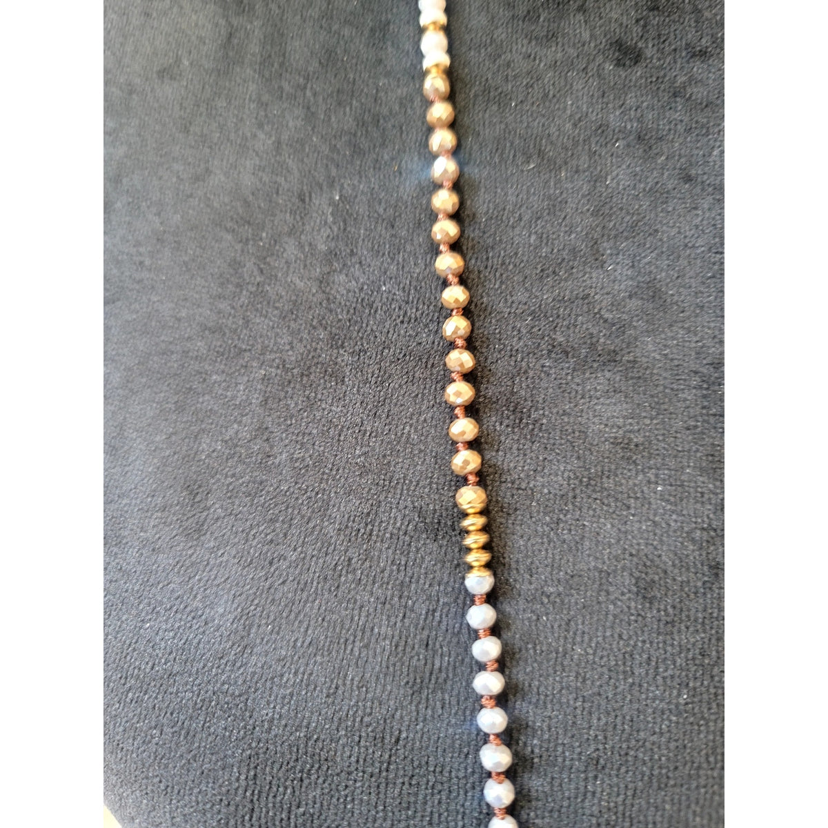 White & Gold Beaded Tassel Necklace Long Strand Boho Layered Statement 32"