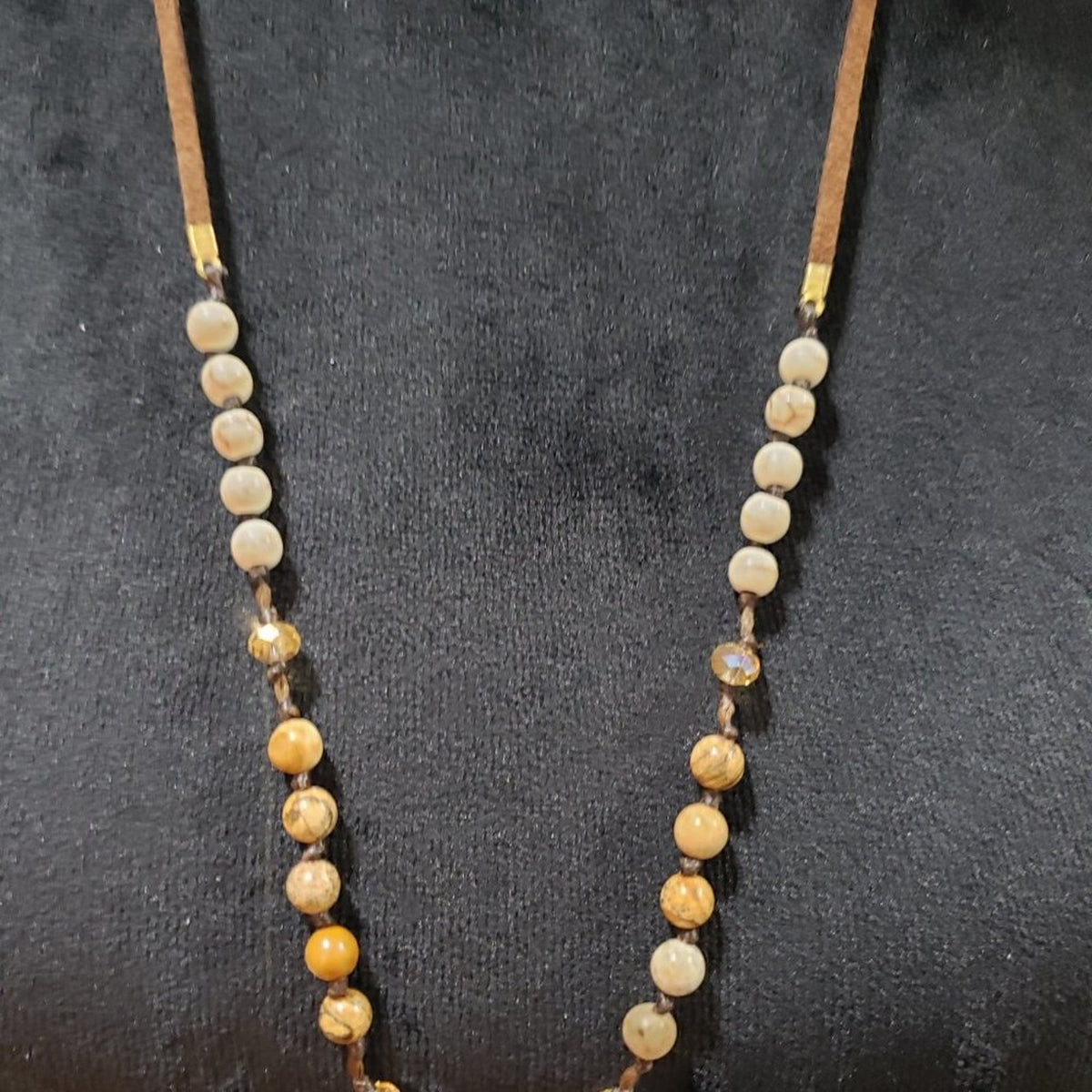 Women Natural Amazonite Turquoise Stone Pendant Collar Necklace w/ Lobster Clasp