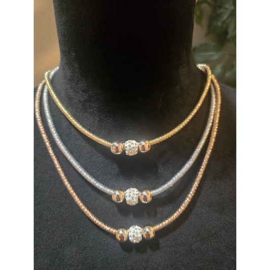 Women's Gold Silver Rose Gold Necklace With Crystal Beads And Magnetic Lock