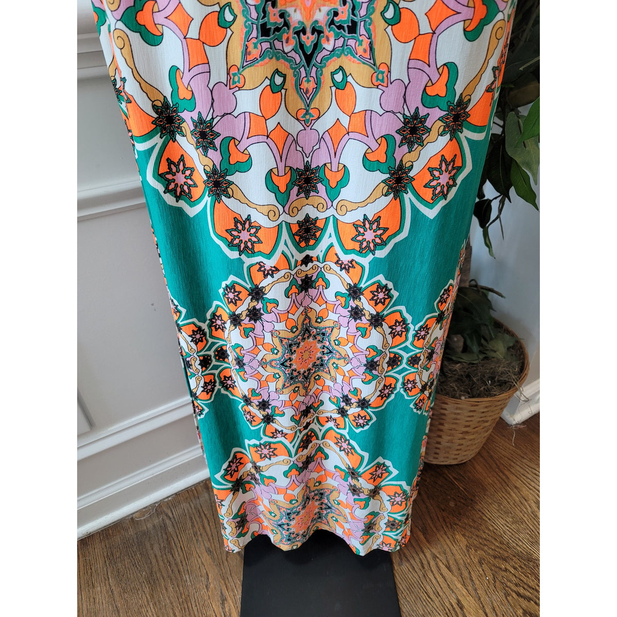 Fashion Nova Kaleidoscope Days Dress Women's Medium Multi Floral Scoop Casual