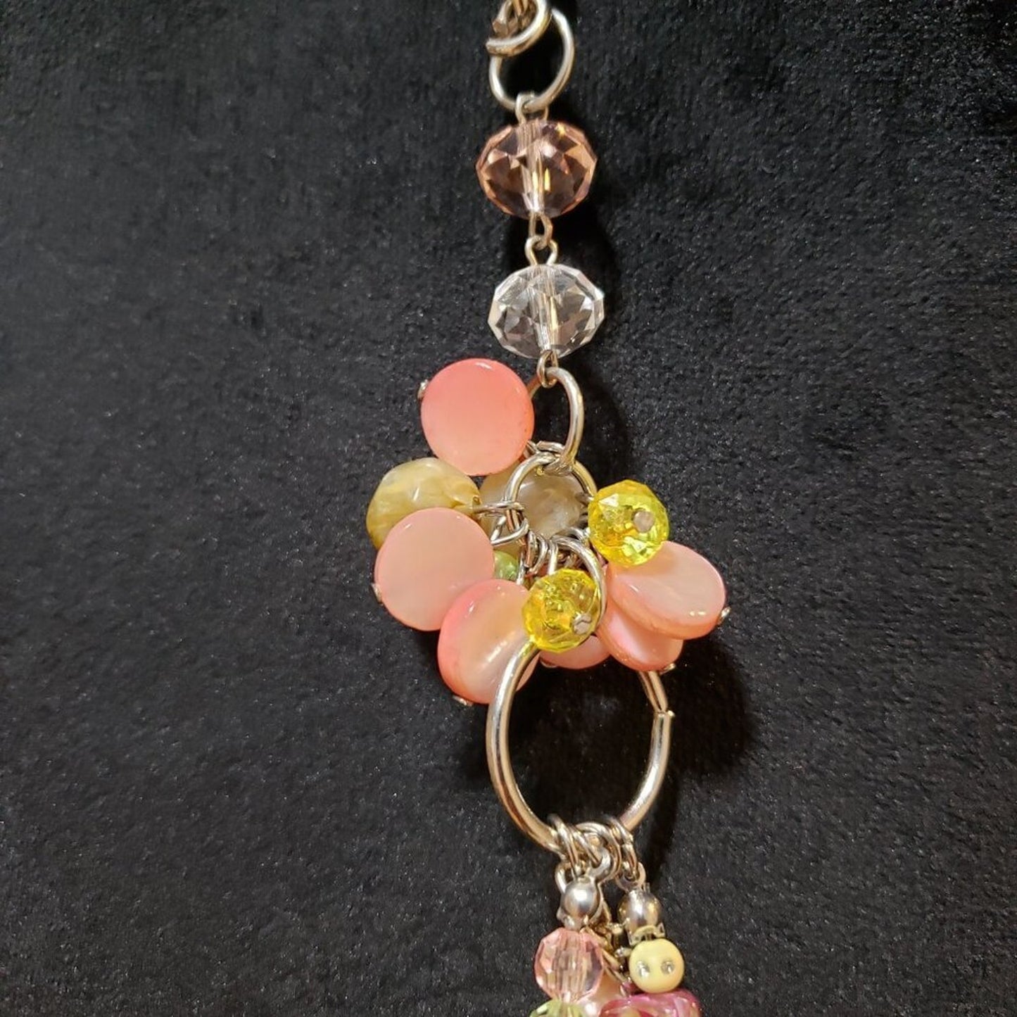 Womens Multicolor Crystal & Pearl Beaded Charm Necklace with Lobster Clasp