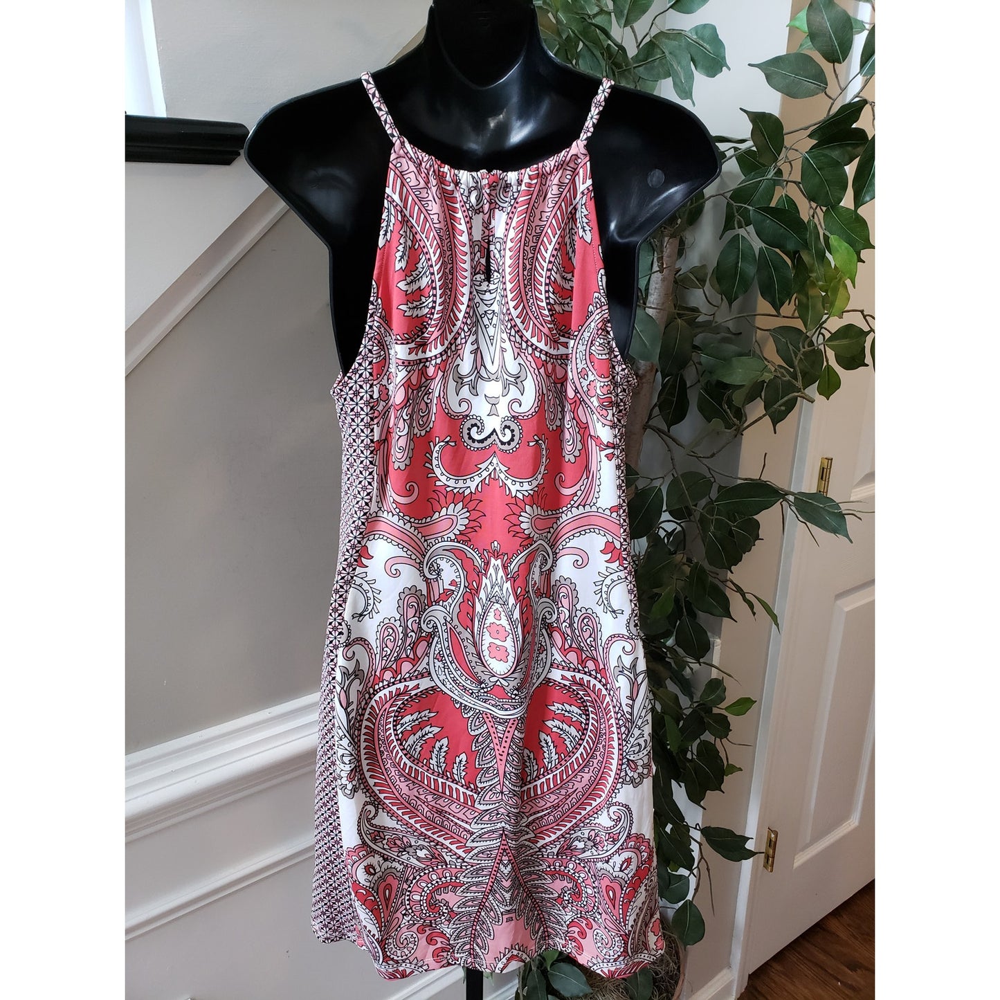 INC International Concepts Sheath Dress Womens PL Multi Paisley Beaded Keyhole