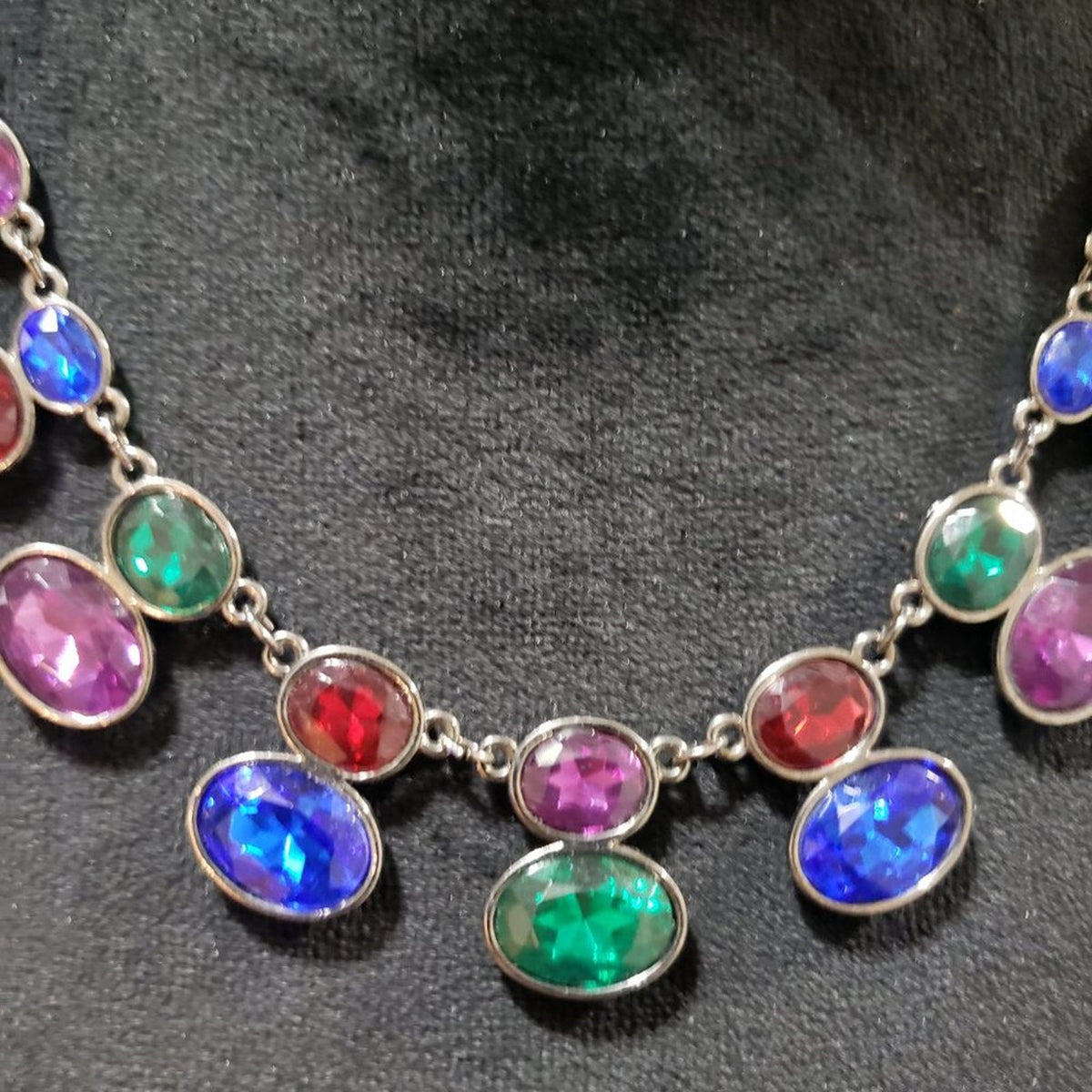 Women Fashion Crystal Estate Gloria Vanderbilt Two Row Necklace with Lobster Cla