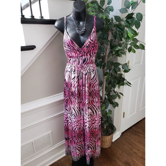 Gold Flava Multicolor Polyester Casual V-Neck Sleeveless Long Maxi Dress Size 16