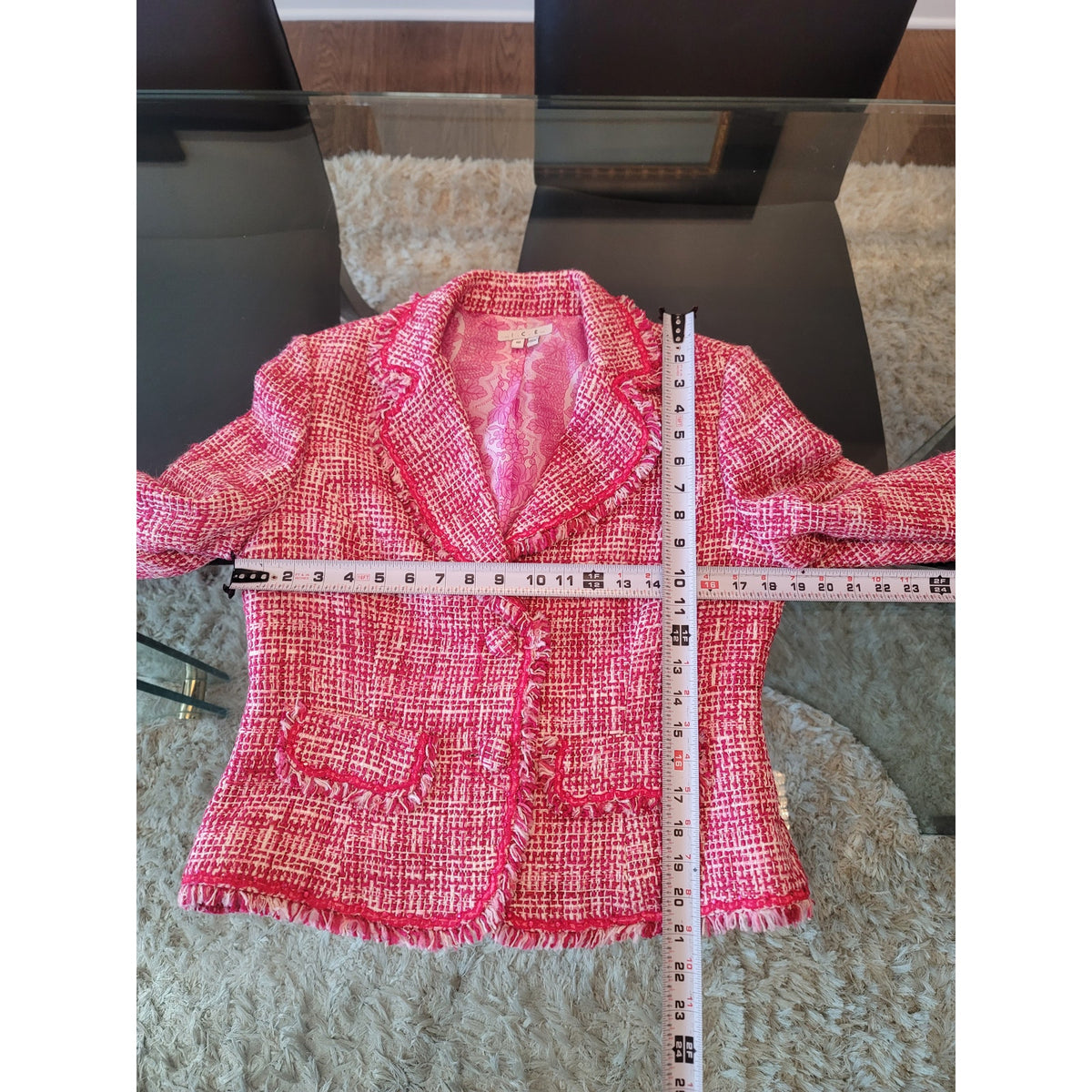 I.C.E. Skirt Suit Set Women's SZ 10 Pink Long Sleeve Blazer Front Pocket Lined