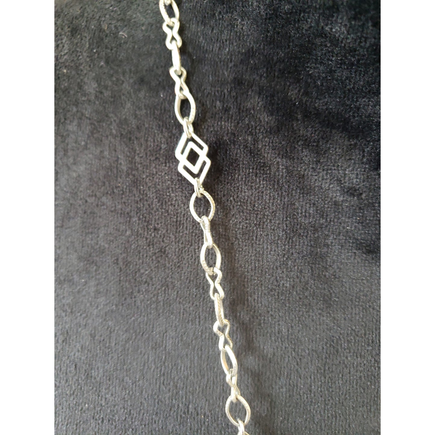 Womens Antique Silver Tone Encrusted Symbols Revival Pendant Geo Chain Necklace