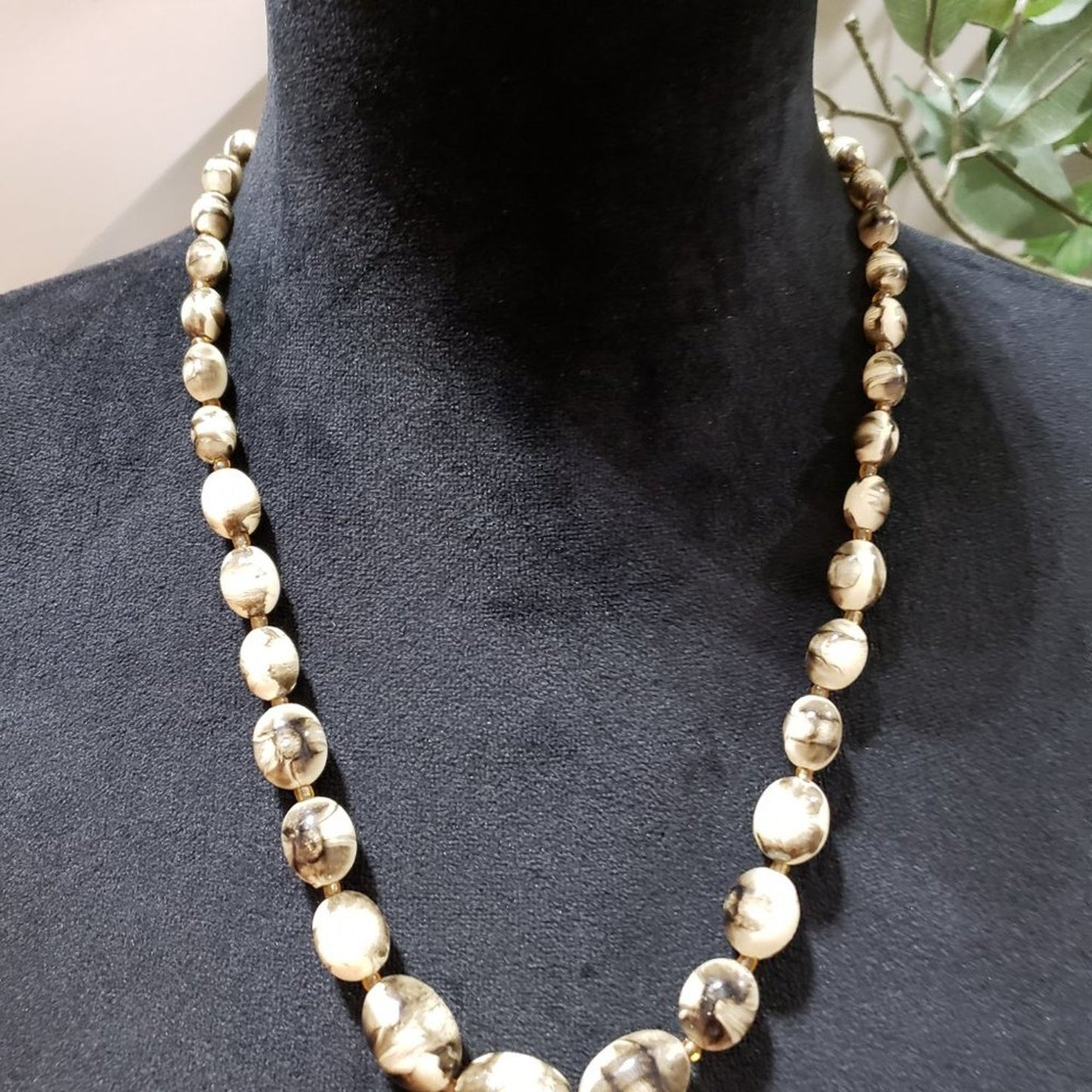 Womens Fashion Round Bead Bronze Tone Crystals Collar Necklace w/ Lobster Clasp