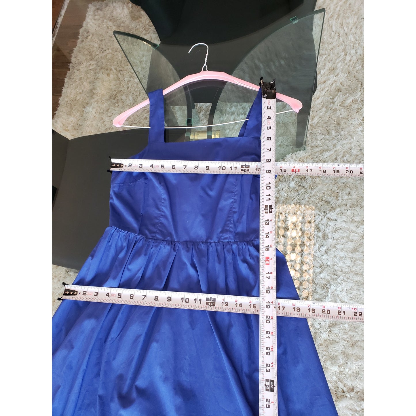 Who What Wear Long Maxi Dress Women Size XS Blue Pleated Square Neck Wide Strap