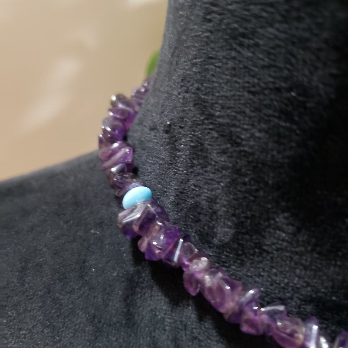 Womens Fashion Purple Color Glass Beads Choker Necklace with Lobster Clasp