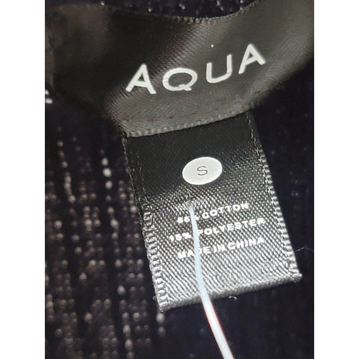 Aqua Pencil Skirt Women's Small Navy Glitter Ribbed Wrap-Front Slit Stretch