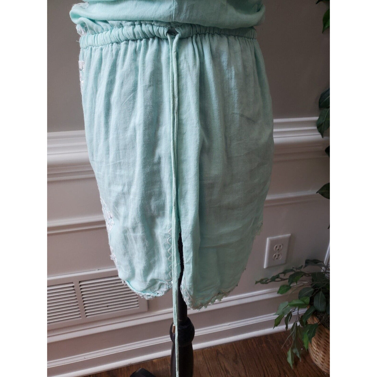 Sand & Spirit Womens Green Floral Polyester Off The Shoulder Knee Length Dress L