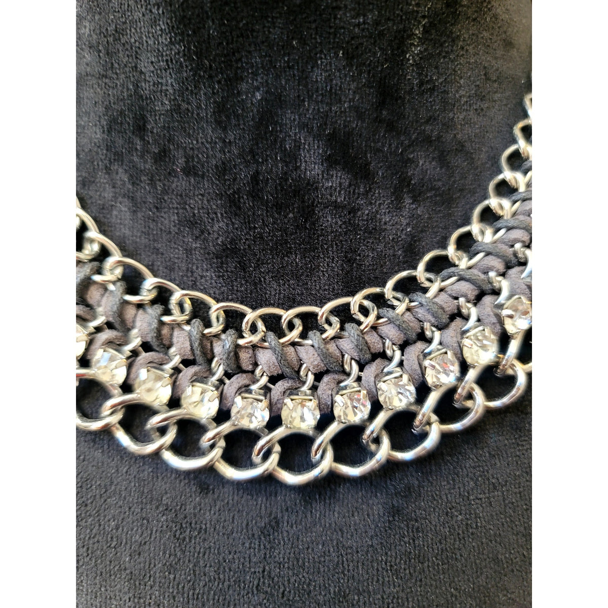 Silver Tone Chunky Multi-Strand Chain Necklace Braided Statement Collar Jewelry