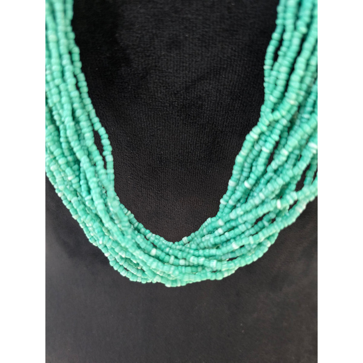 Turquoise Multi Strand Seed Bead Statement Necklace Boho Layered