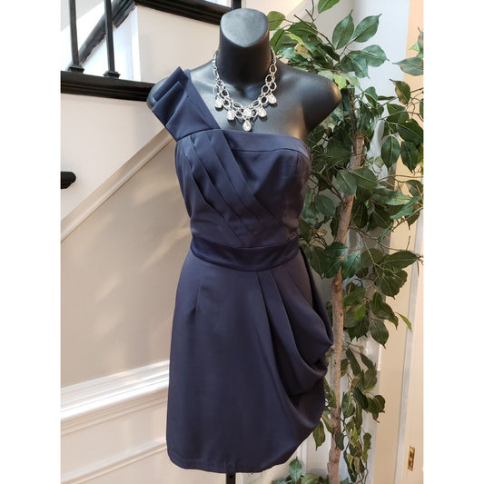 The Limited Women's Navy Blue One Shoulder Knee Length Cocktail Dress 4