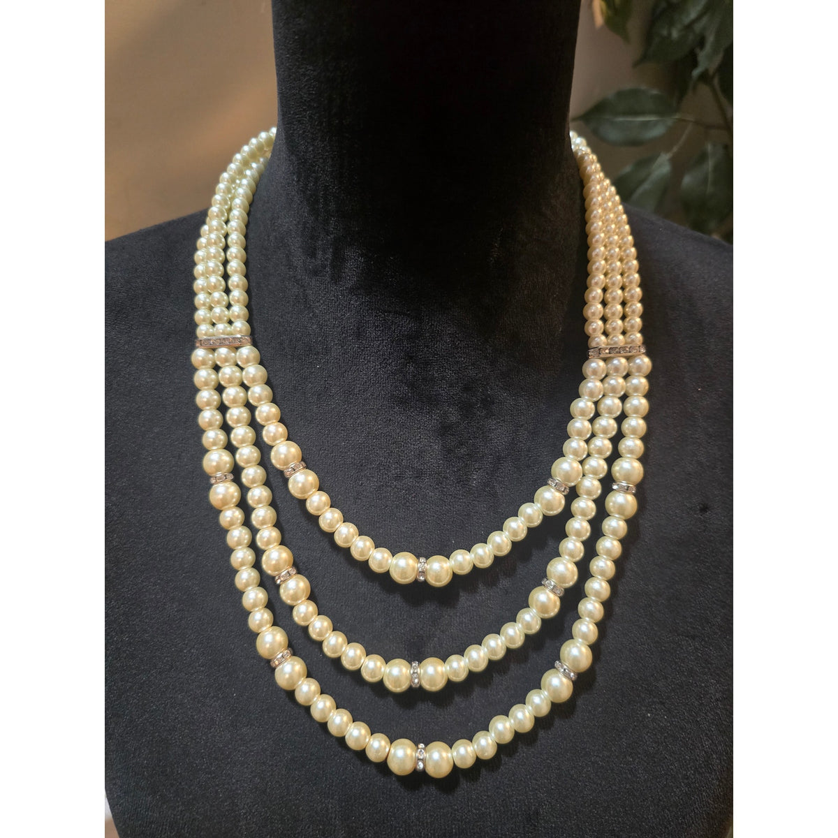 Women's Three Layer Pearl Necklace With Lobster Clasp Elegant Jewelry Gift