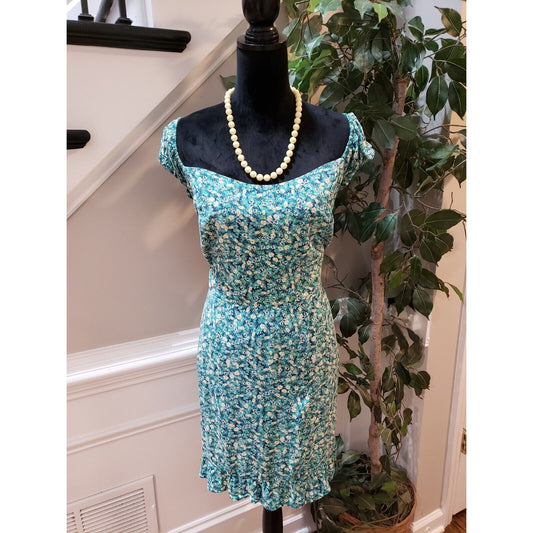 Old Navy Womens Green Floral Backless Smocked Sweetheart Knee Length Dress 3X