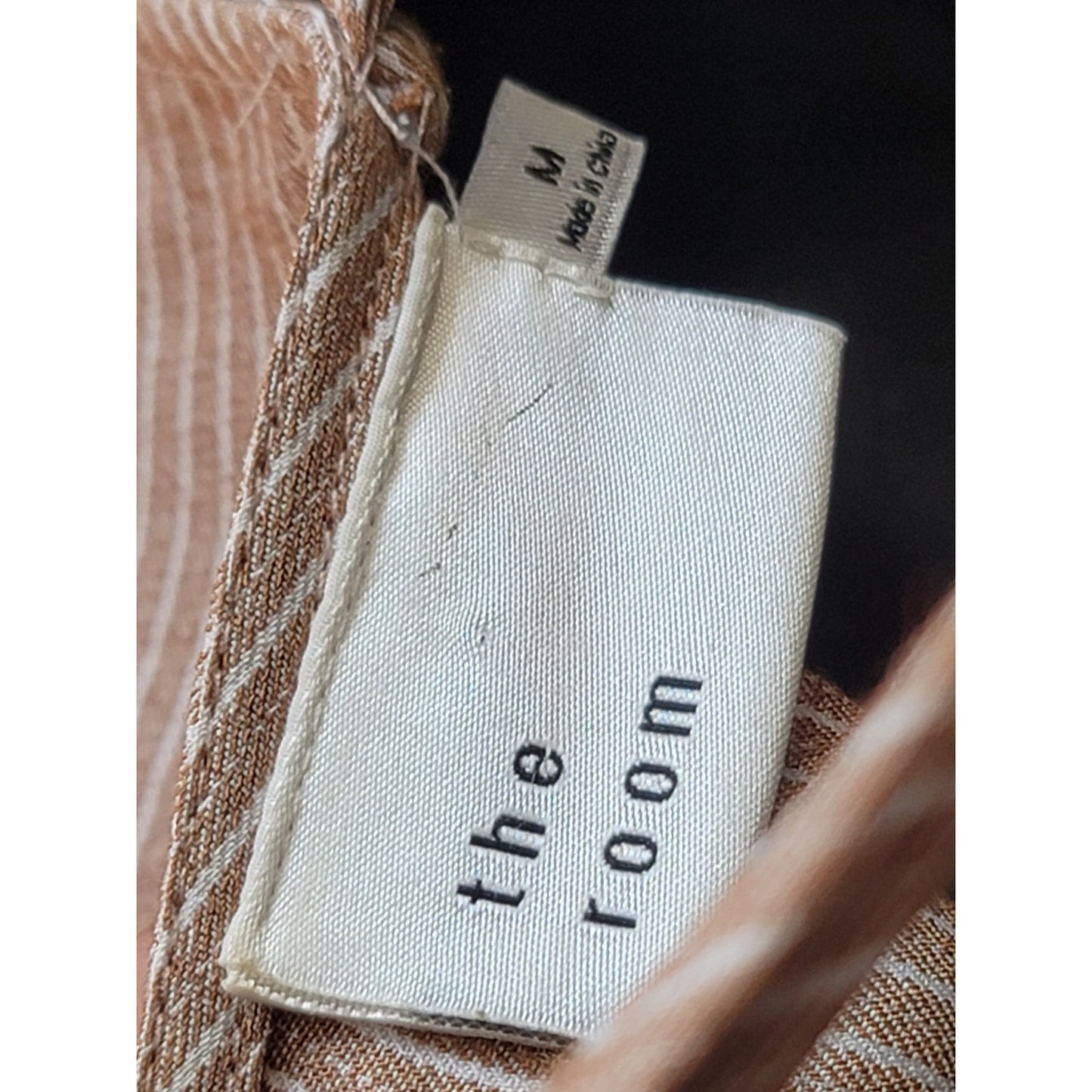 The Room Jumpsuit Women Medium Beige White Striped Cutout Wide Leg Sleeveless