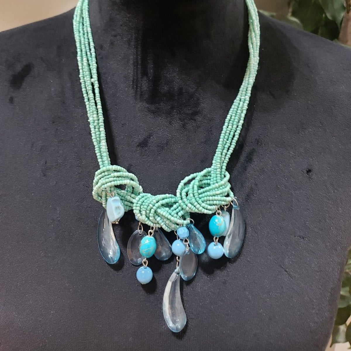 Womens Fashion Multistrand Beaded Dangle Beaded Necklace with Lobster Clasp