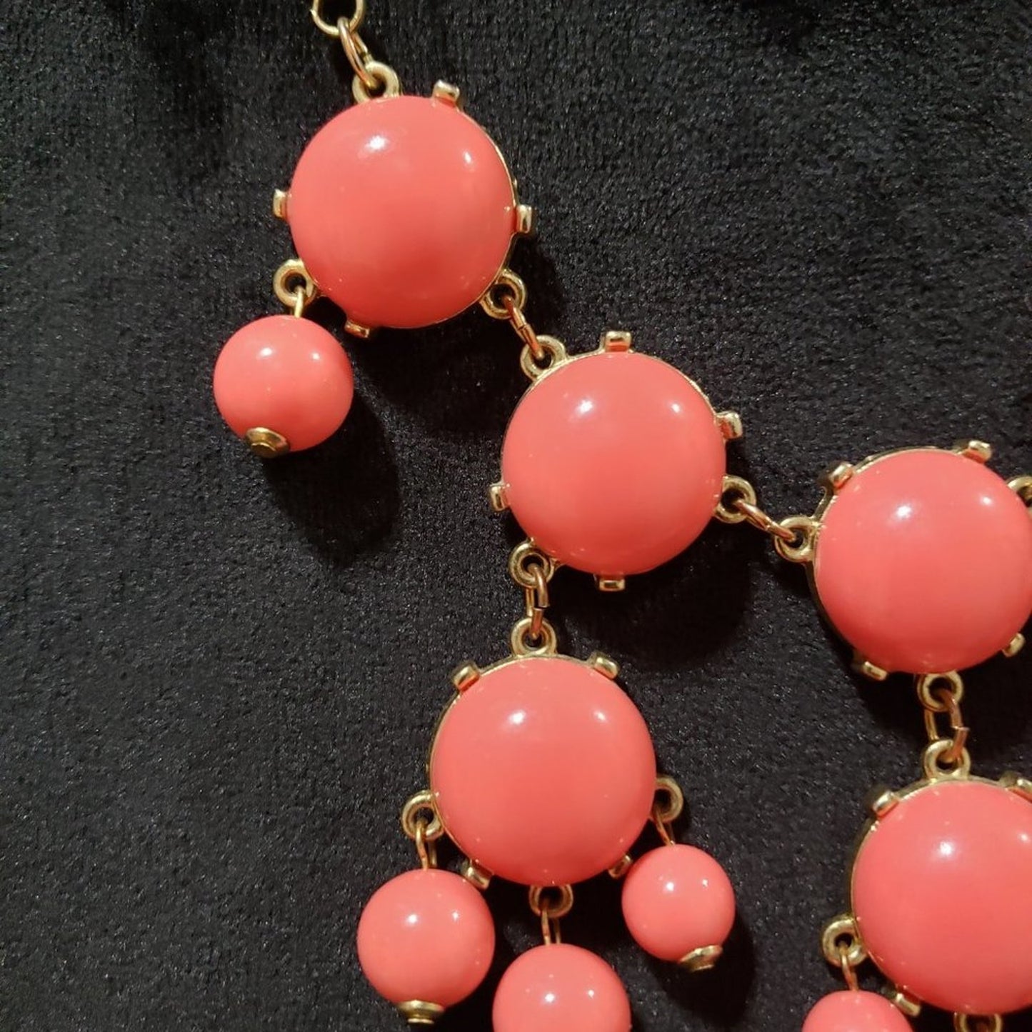 Womens Fashion Pink Rhinestones Bubble Beaded Gold Tone Statement Bib Necklace