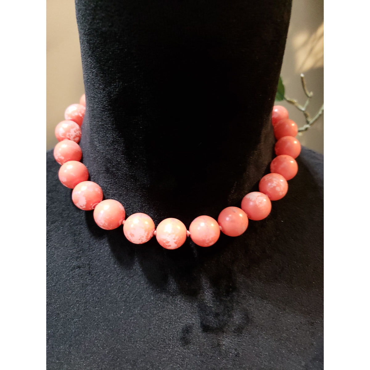 Women's Coral Beaded Statement Necklace Lobster Clasp Bold Chunky Jewelry