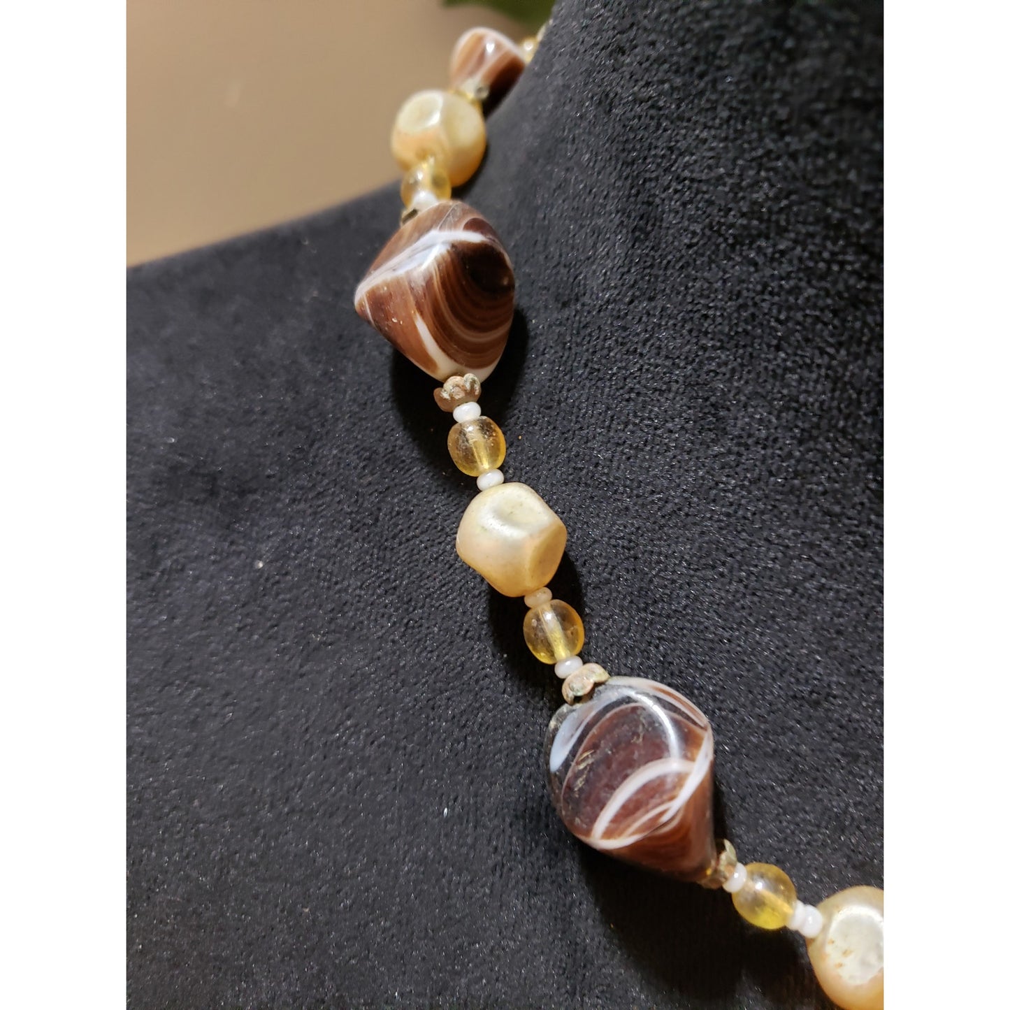Womens Faceted Agates Loose Abalone Beads Collar Necklace with Spring Ring Clasp
