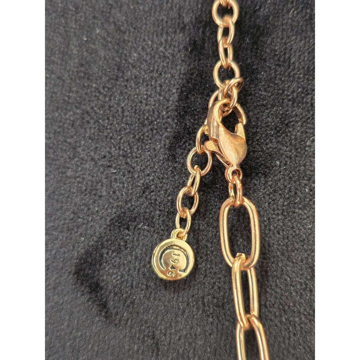 C 1946 Long Multicolor Beaded Necklace Gold Tone Geometric Pendant