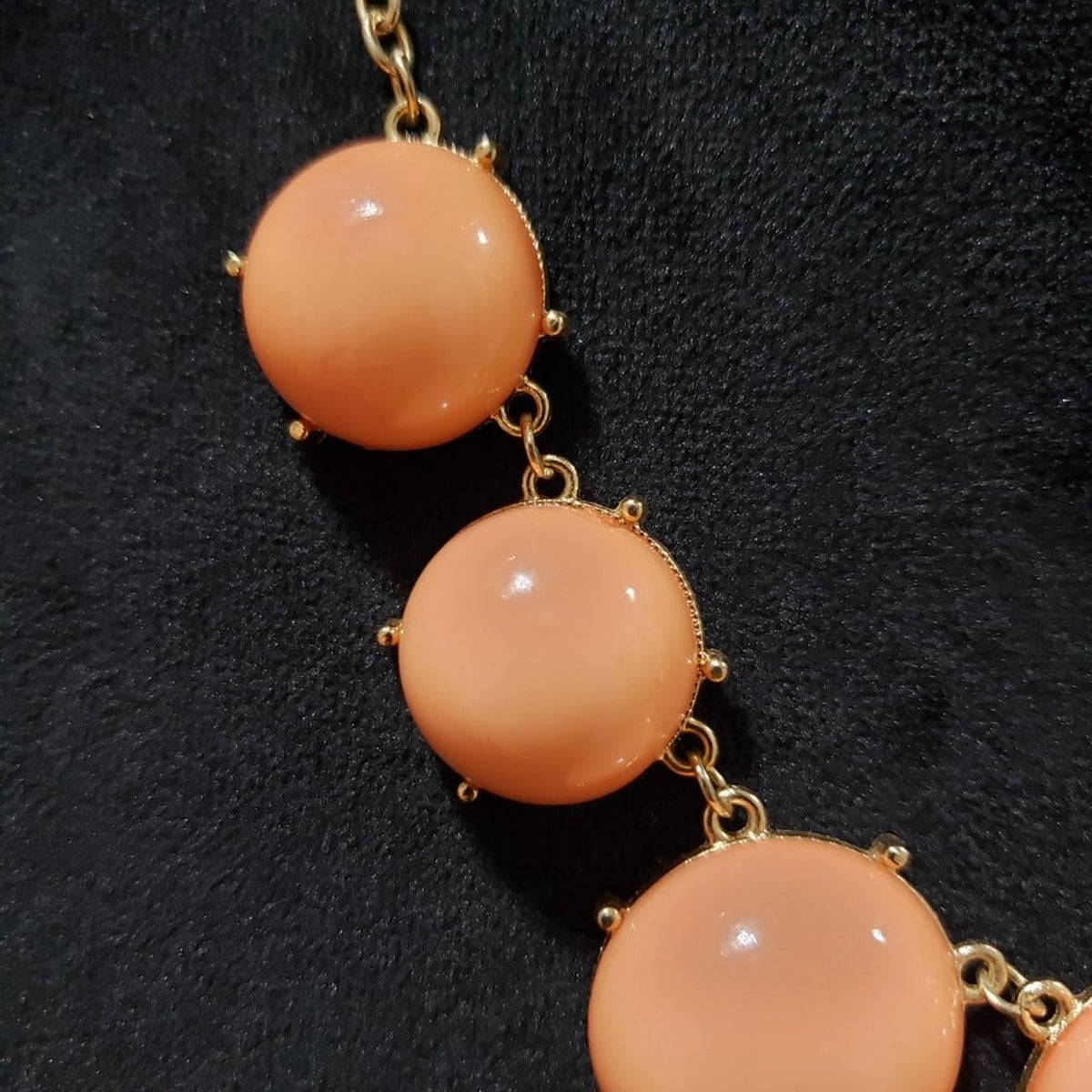 Womens Round Orange Chunky Beaded & Gold Tone Chain Necklace