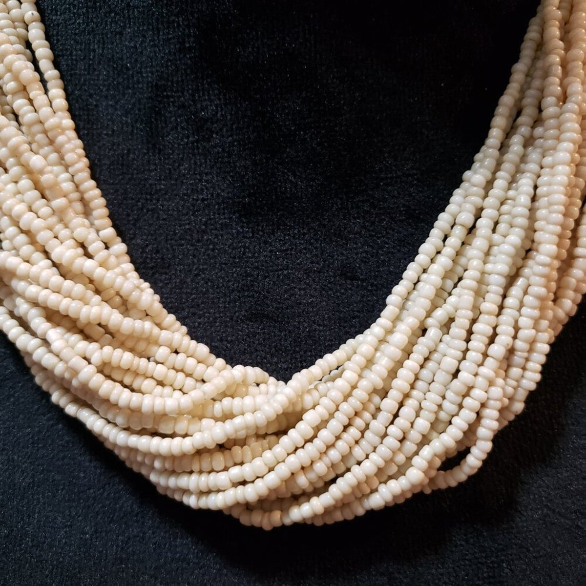 Womens Fashion White Seed Beaded Multiple Layered Necklace Jewelry