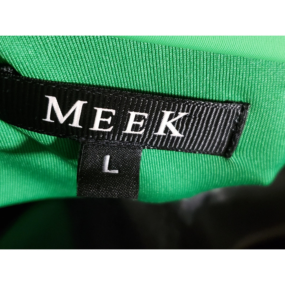 Meek Bodycon Dress Womens L Green Ruched Pleated Knee Length Sleeveless V Neck