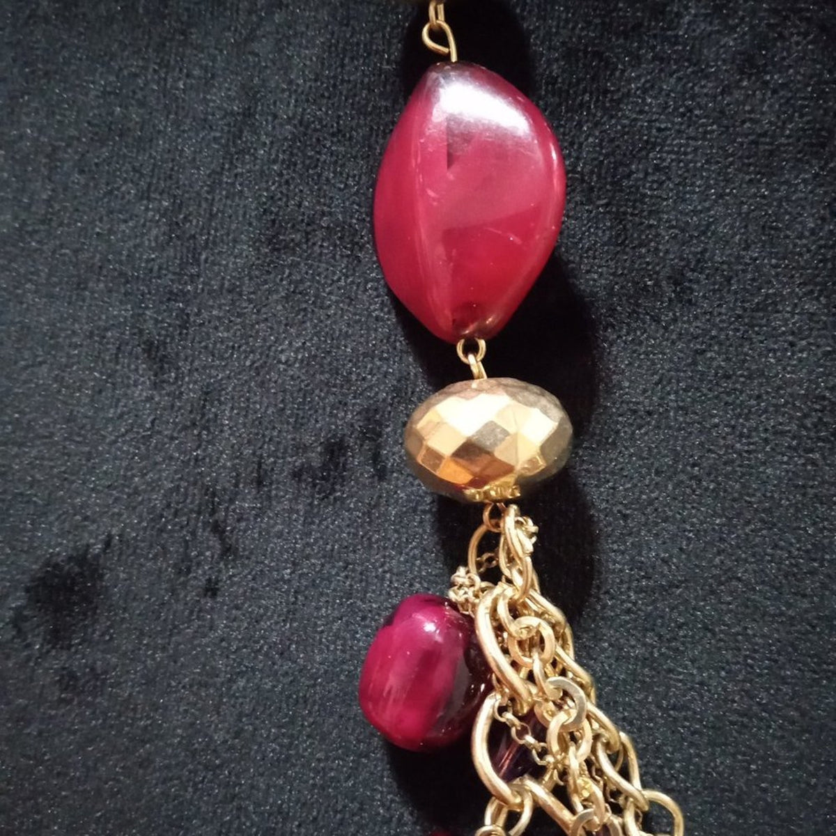 Womens Fashion Rhinestone Charm Gold Tone Chain Statement Necklace with Lobster