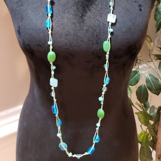 Womens Fashion Tribe Charming Multi Glass Beaded Cord Long Necklace Jewelry