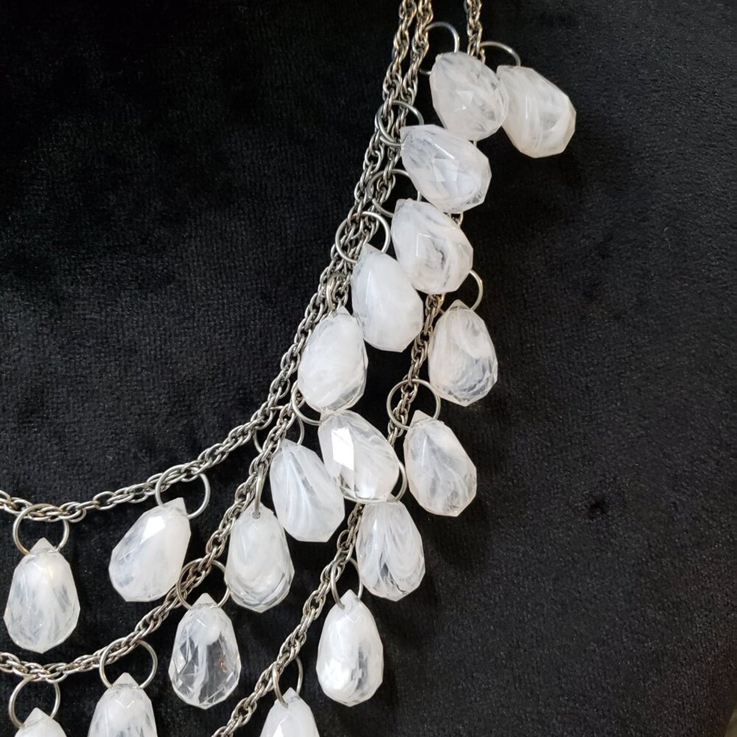 Womens Fashion Clear Crystel Teardrop 3 Layer Chain Necklace with Lobster Clasp