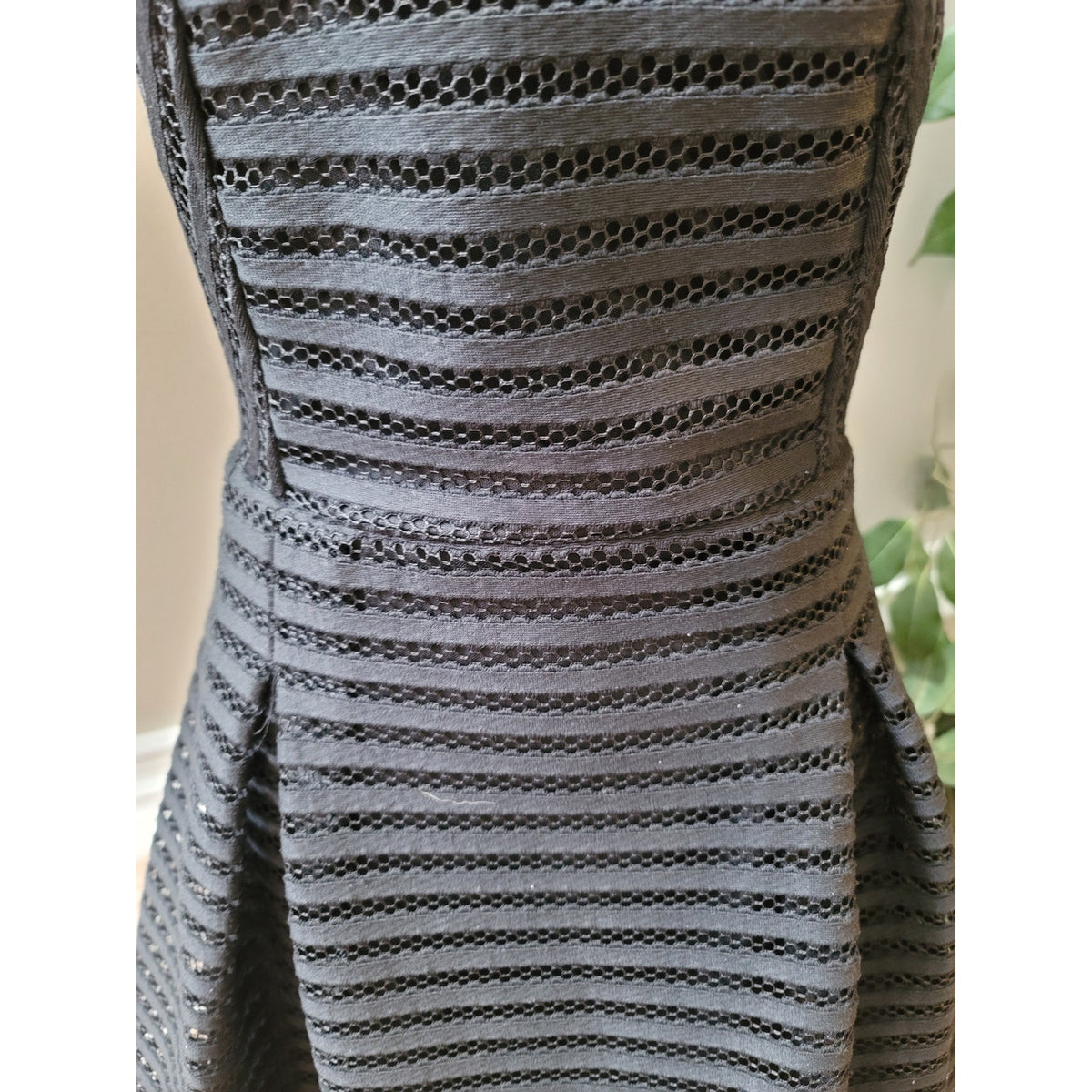 Mossimo Fit and Flare Dress Women Size Medium Black Textured Sleeveless Party