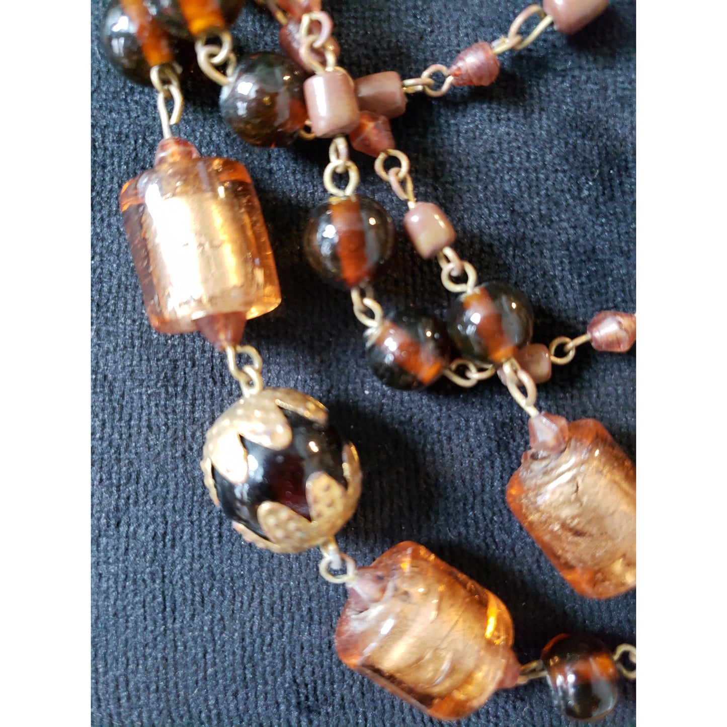 Women Multi-Strand Glass Beaded Necklace Vintage Boho Layered Statement Jewelry