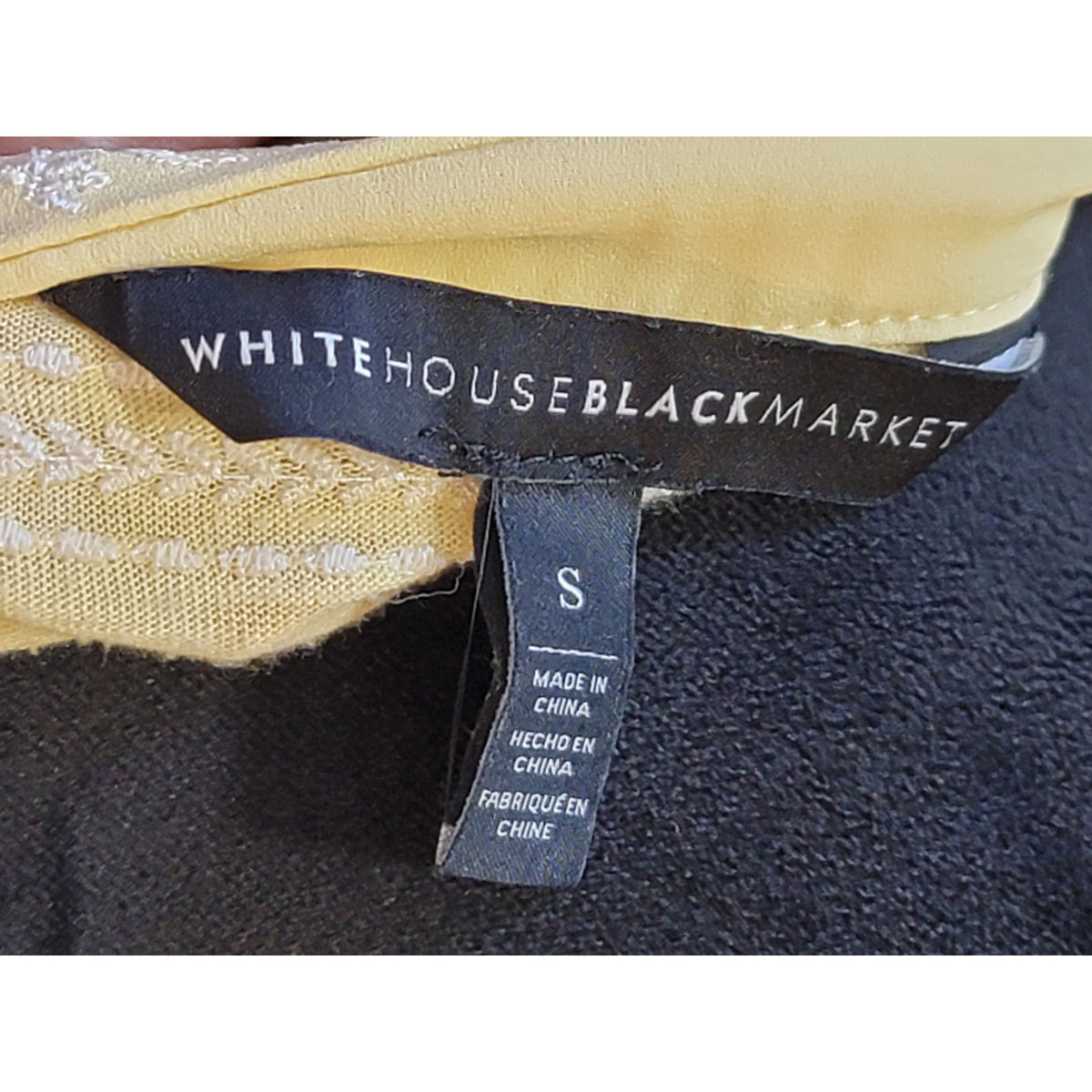 White House Black Market Blouse Women's Size Small Butter Yellow Long Sleeves