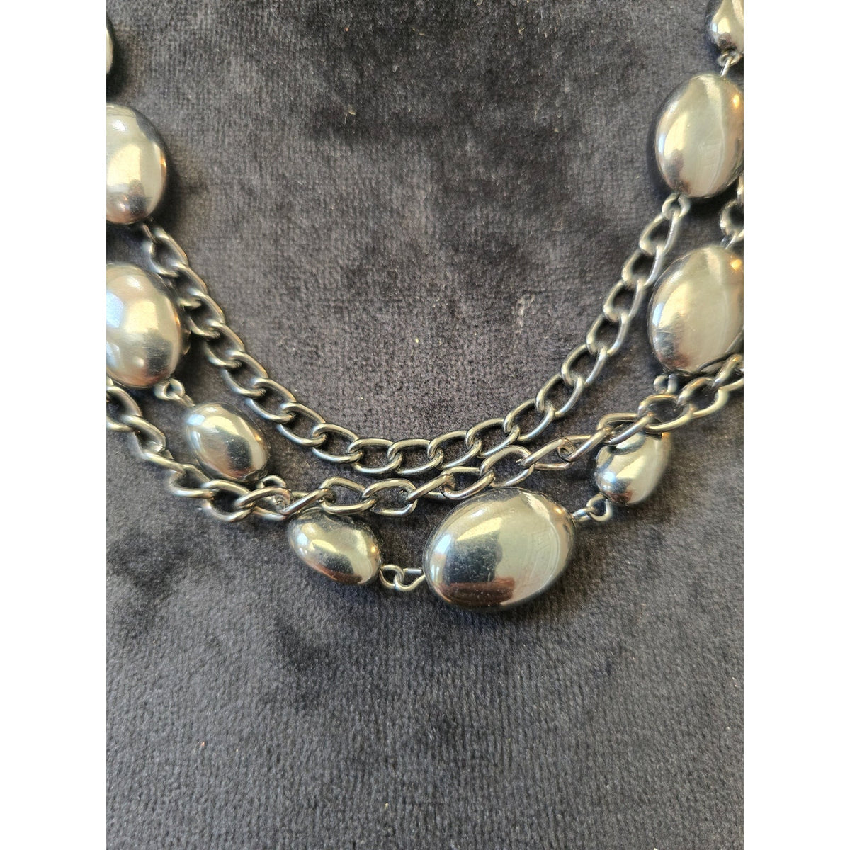 Dobney Designs Women's Multi-strand Silver-tone Chain Beaded Statement Necklace