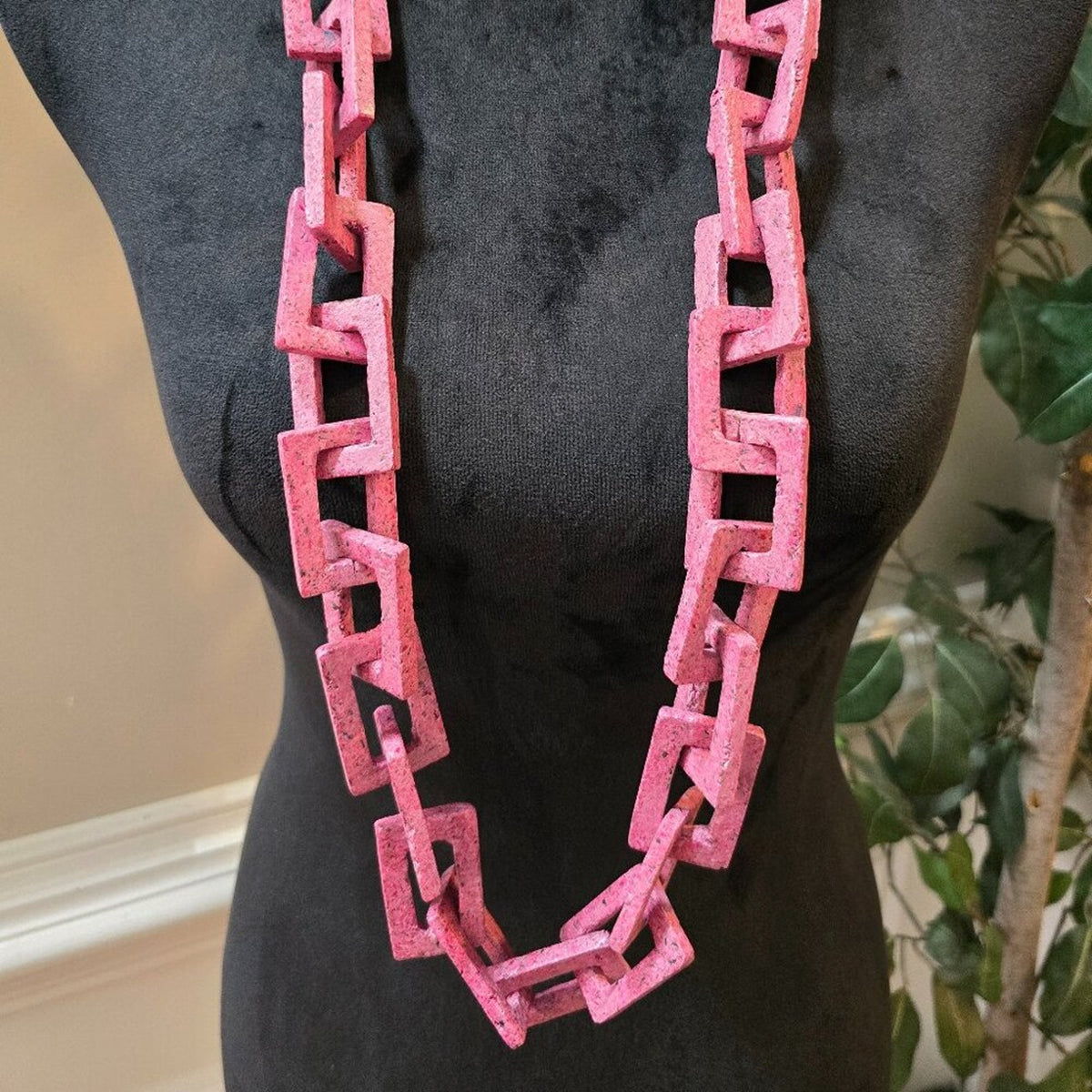 Womens Fashion Pink Punk Thick Street Style Chain Necklace with Lobster Clasp