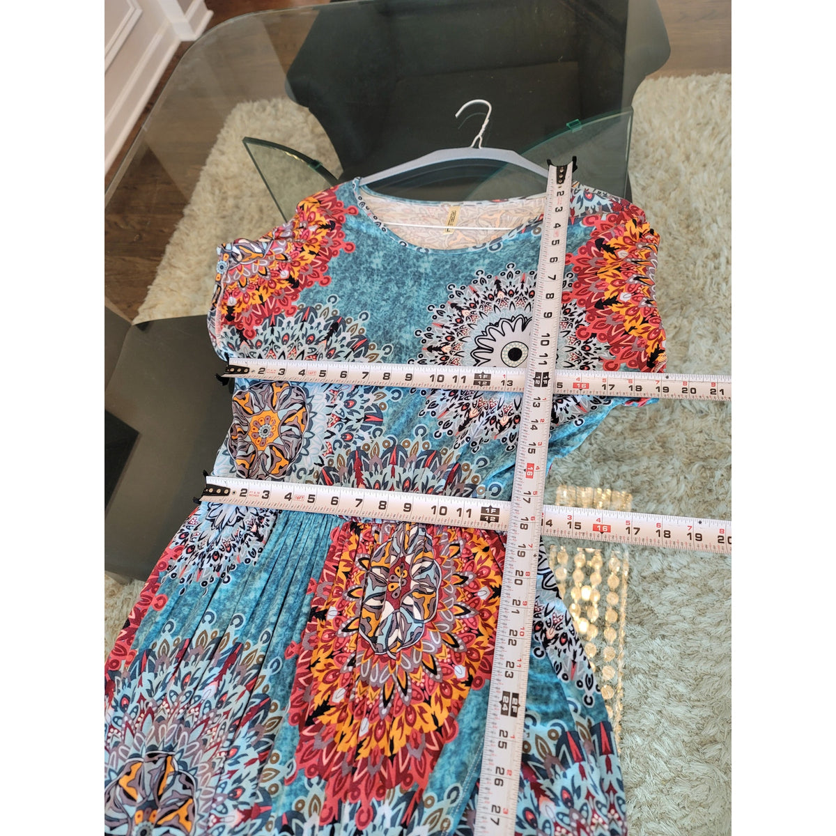 Gracerelle Maxi Dress Women's Size Large Multicolor V-Neck Short Sleeves