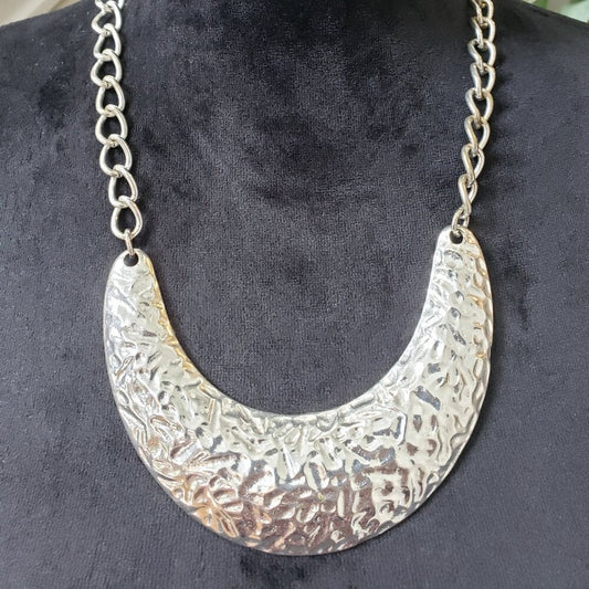 Vintage Womens Silver Collar Bib Choker Necklace Jewelry with Lobster Clasp