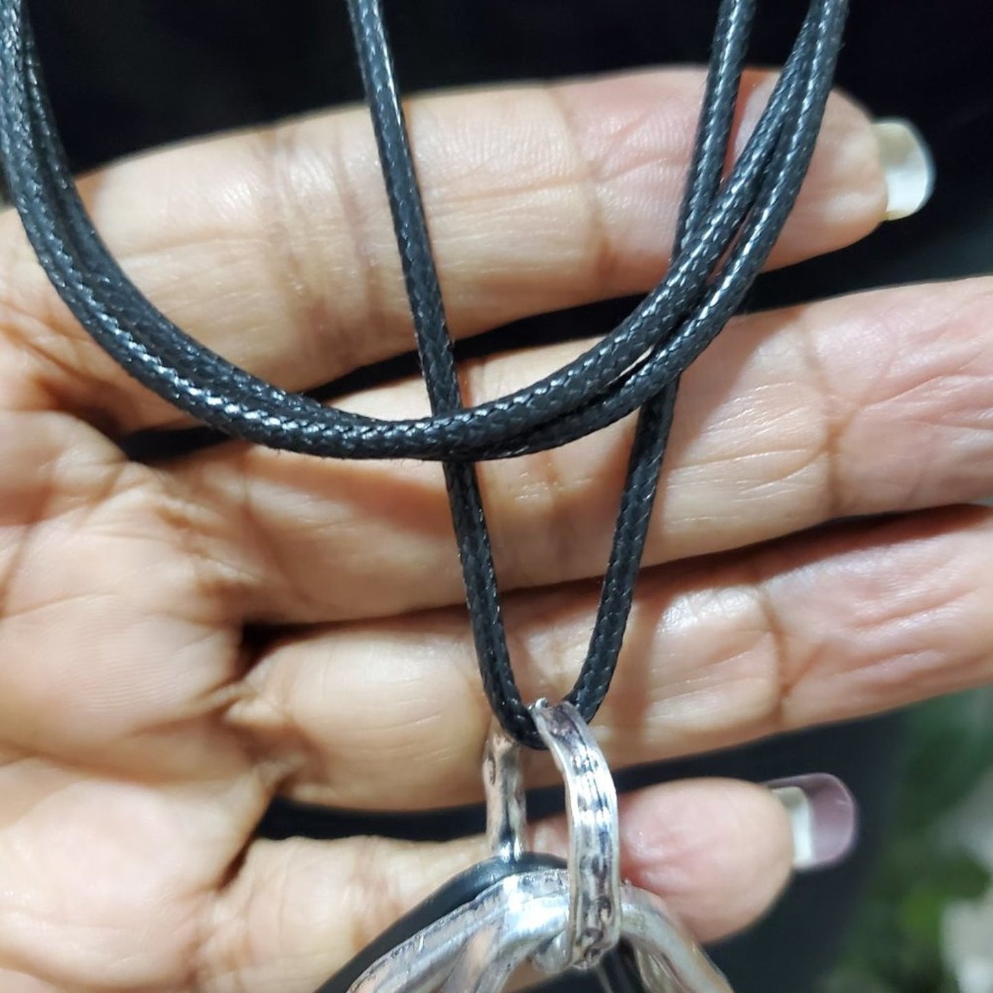 Women Fashion Black Leather Long Cord Duo Pendant Necklace with Lobster Clasp
