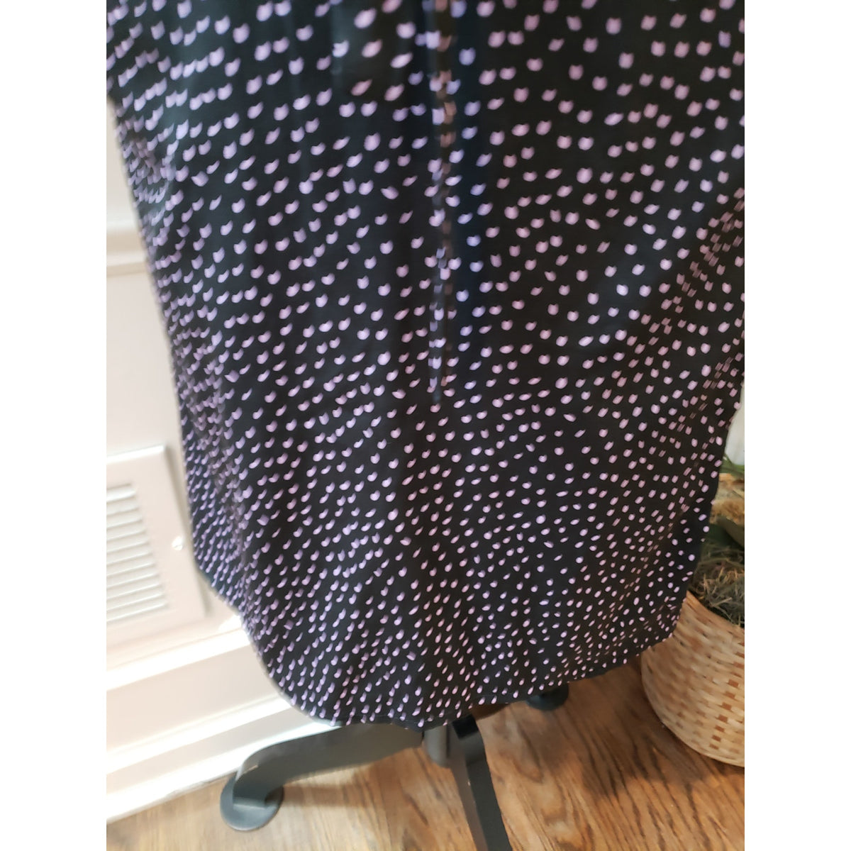 Influence Dress Women Size 10 Black Purple Polka Dot Wrap Tie Waist V Neck